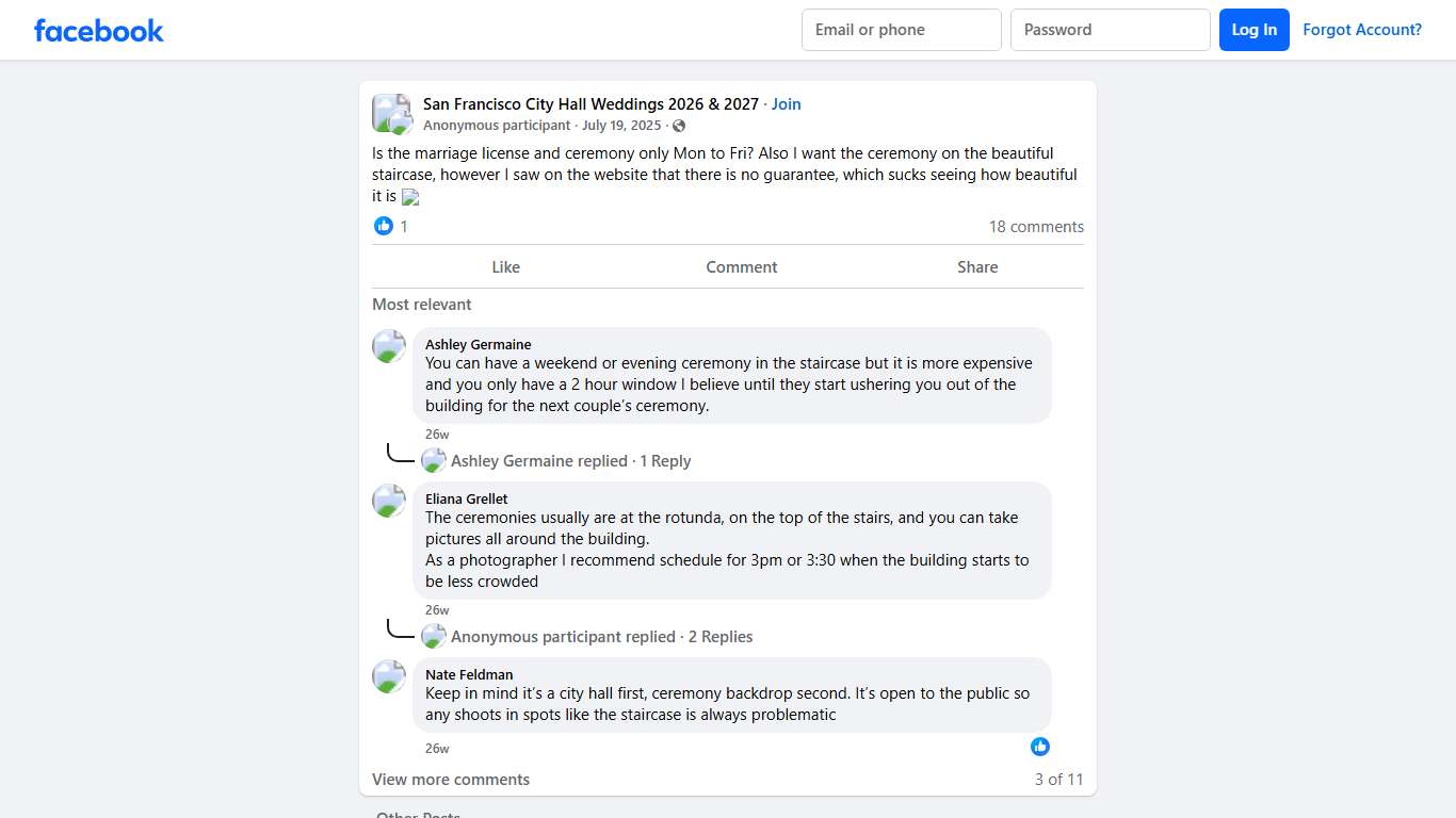 San Francisco City Hall Weddings 2026 & 2027 Is the marriage license and ceremony only Mon to Fri Facebook